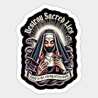 Gothic Anti-Religion Nun Design Sticker